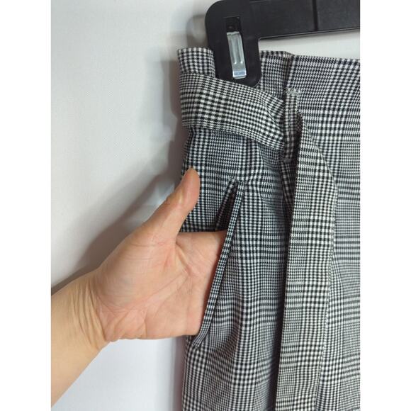 Zara Tafaluc Collection Black & White Plaid Paperbag High Waist Women XS Preppy - Picture 5 of 13